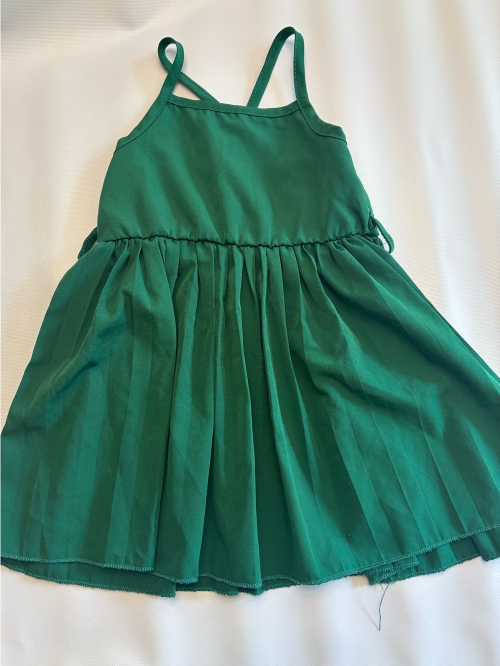 SHEIN Emerald Green Spaghettiu-Strap Girls pleated Dress